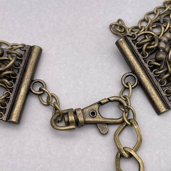 Multi Strand Beaded Curb Link Chain Belt Adjustable Lobster Closure 41 Inches - Picture 10 of 10